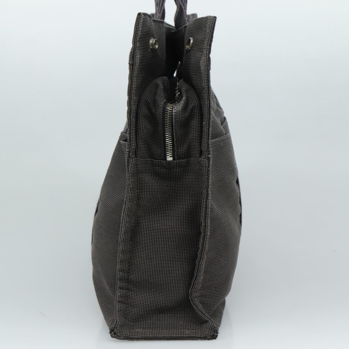 HERMES Her Line MM Hand Bag Canvas Gray Silver