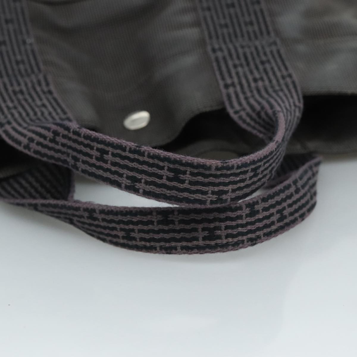 HERMES Her Line MM Hand Bag Canvas Gray Silver