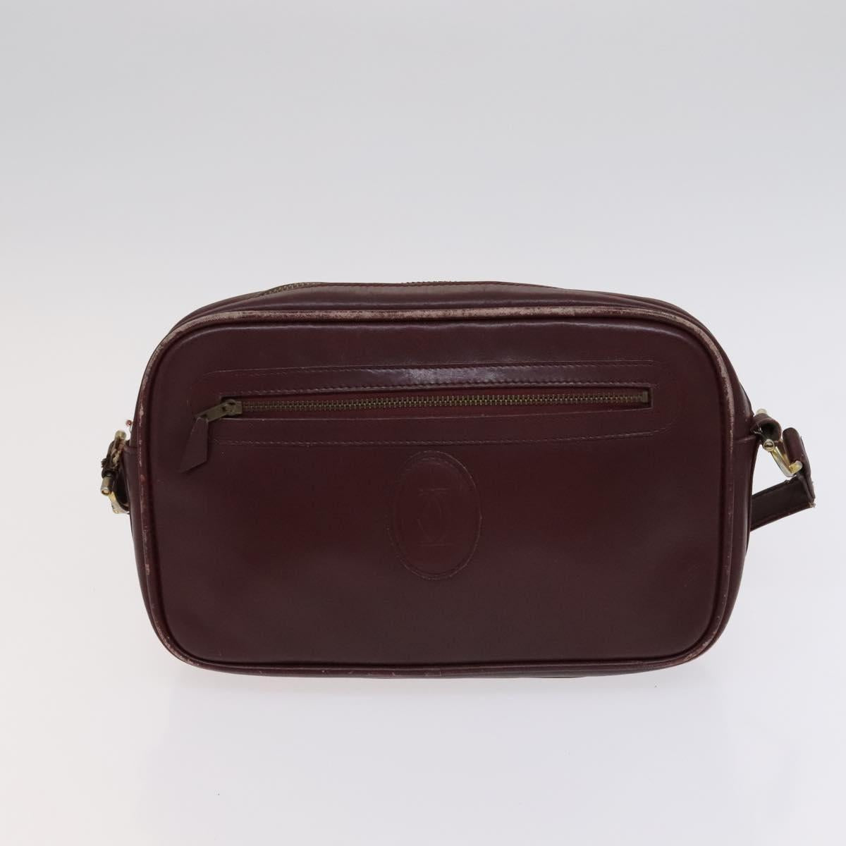 CARTIER Shoulder Bag Leather 3Set Red