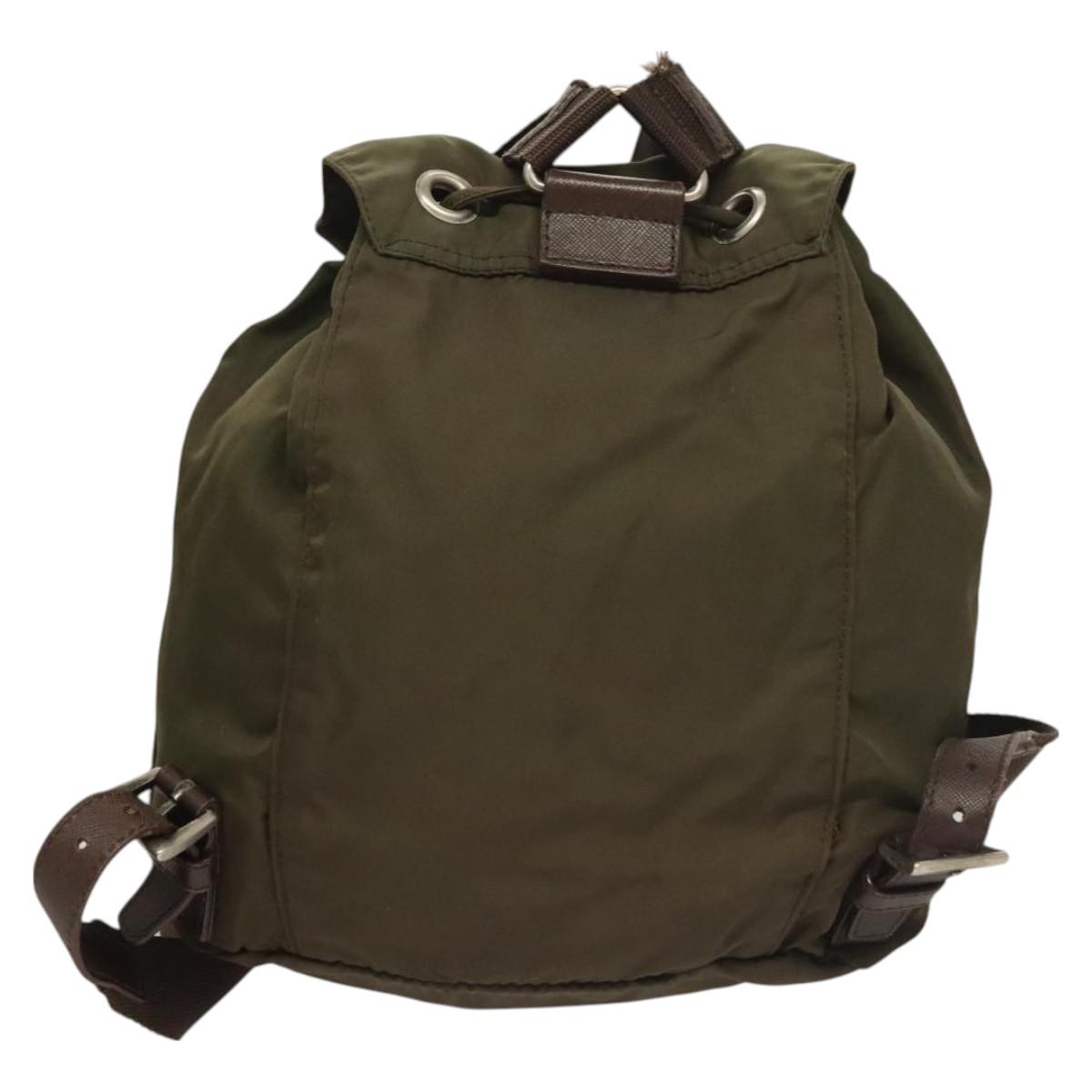 PRADA Backpack Nylon Khaki Silver