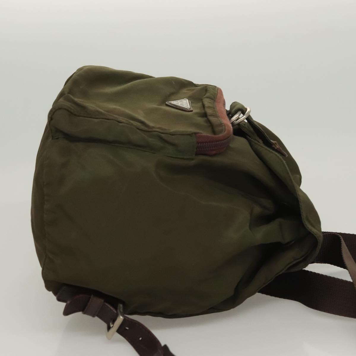 PRADA Backpack Nylon Khaki Silver