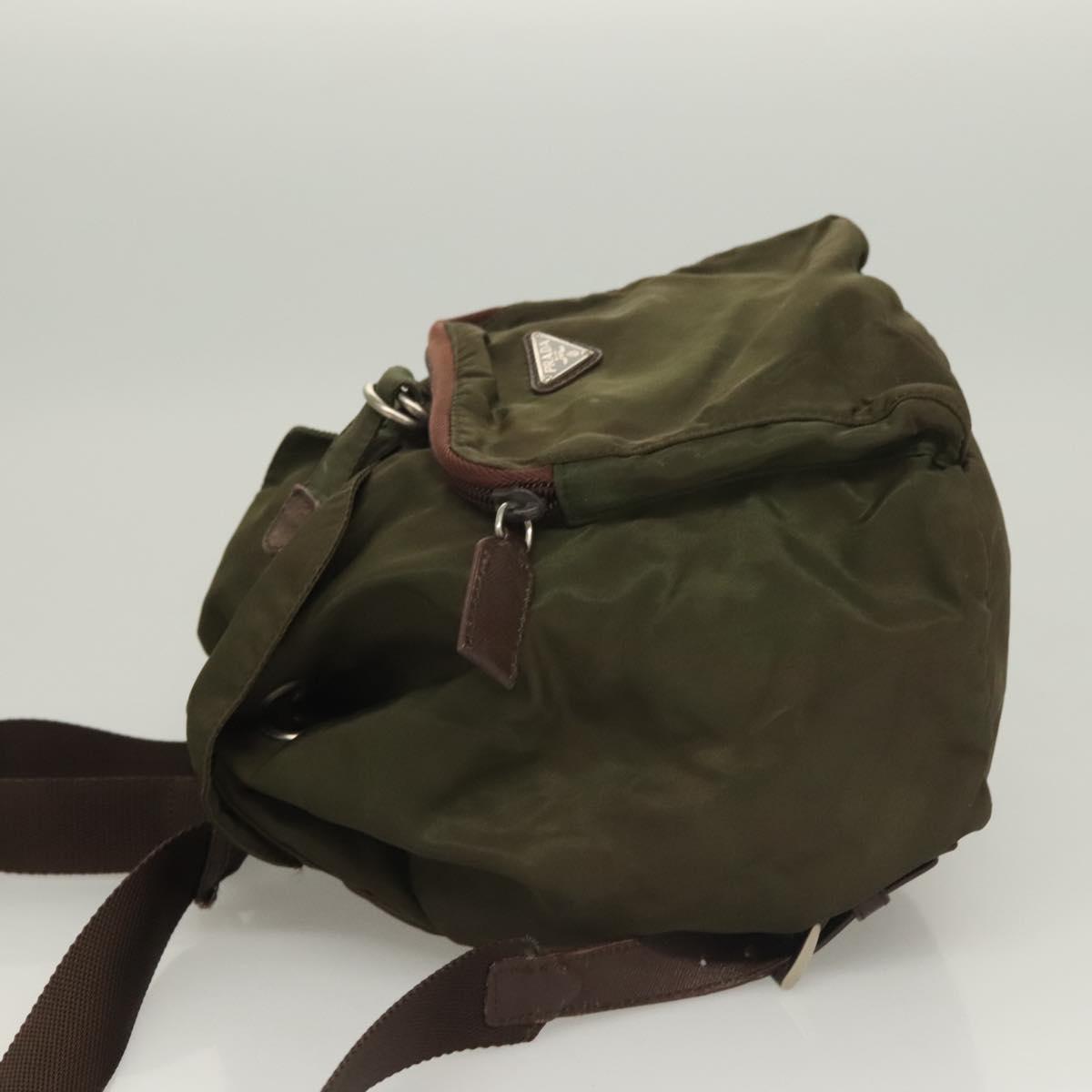 PRADA Backpack Nylon Khaki Silver