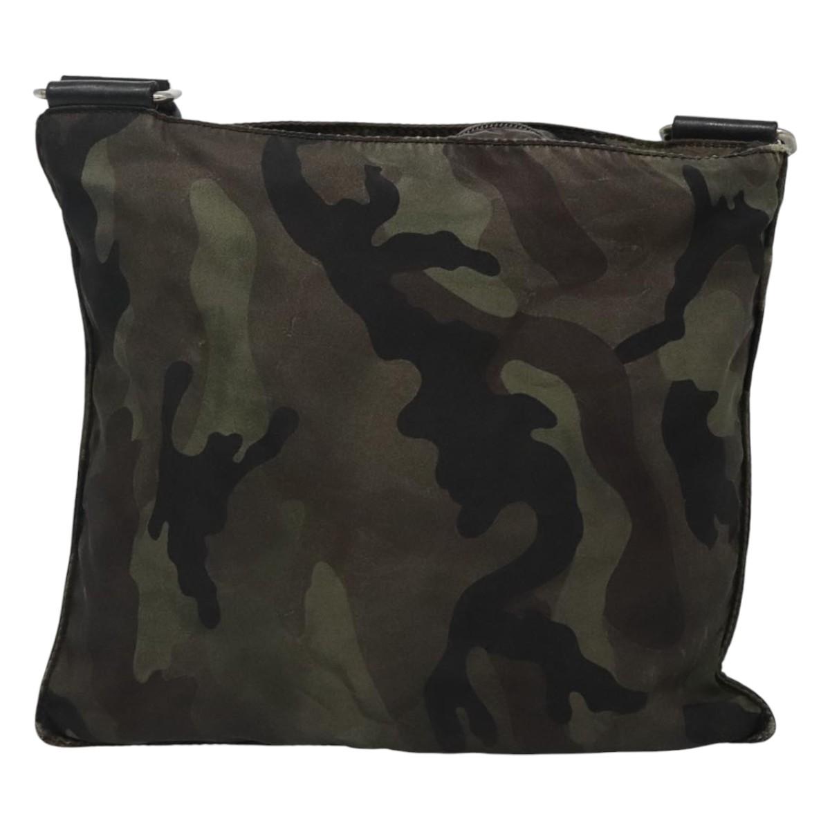 PRADA Shoulder Bag Nylon Khaki Black