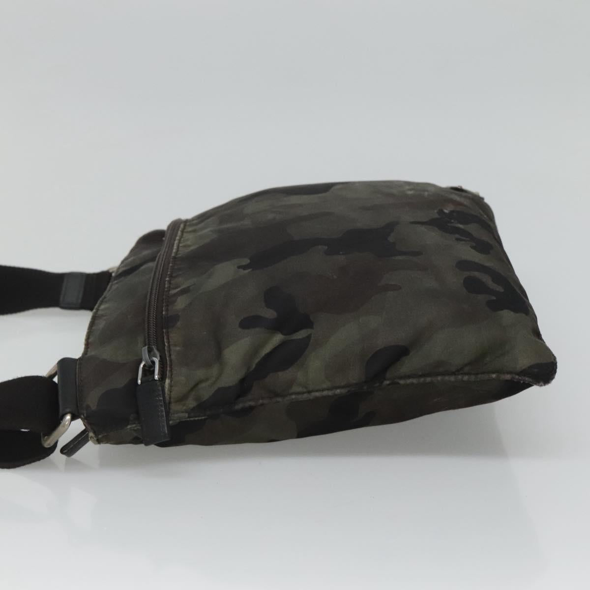 PRADA Shoulder Bag Nylon Khaki Black