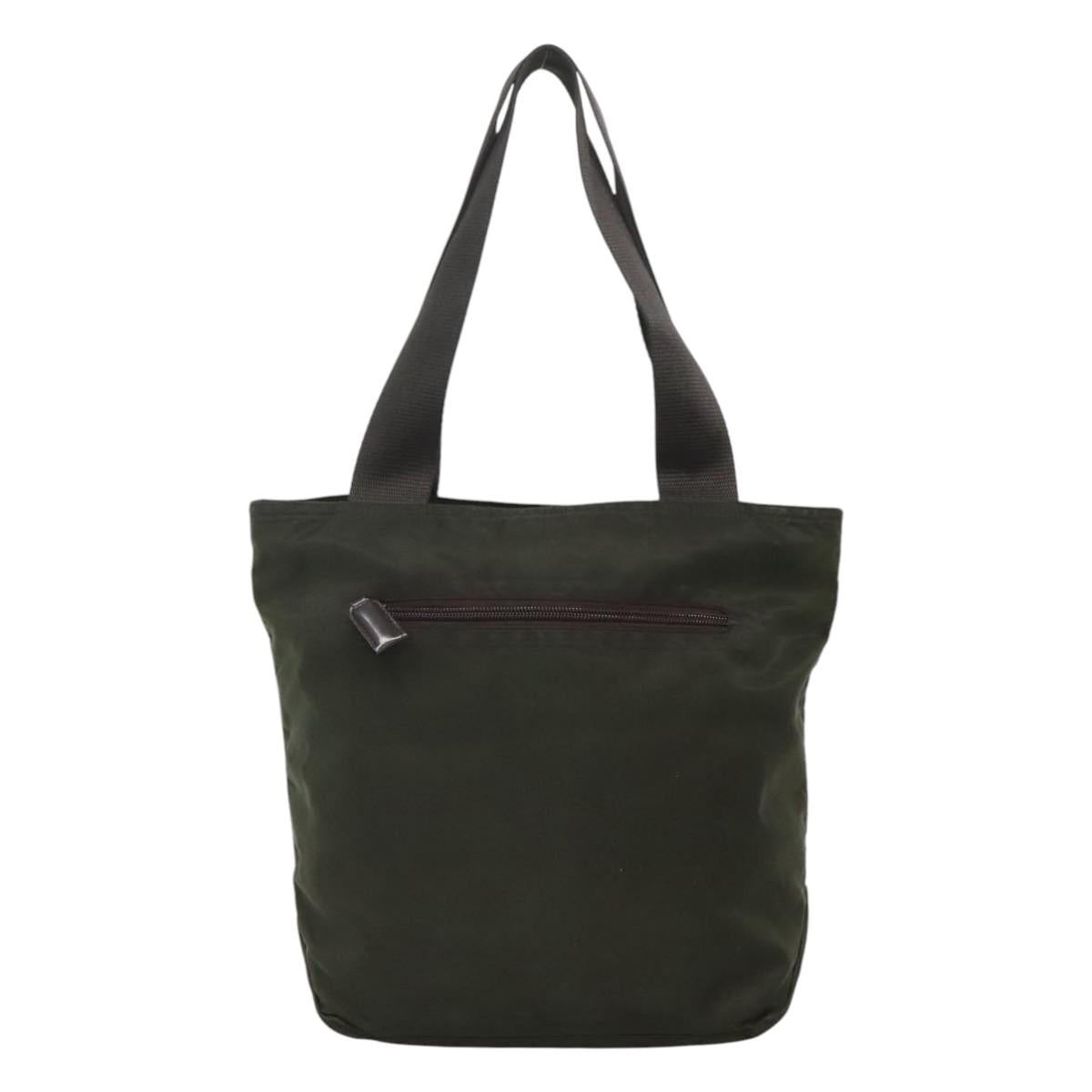 PRADA Tote Bag Nylon Khaki Silver