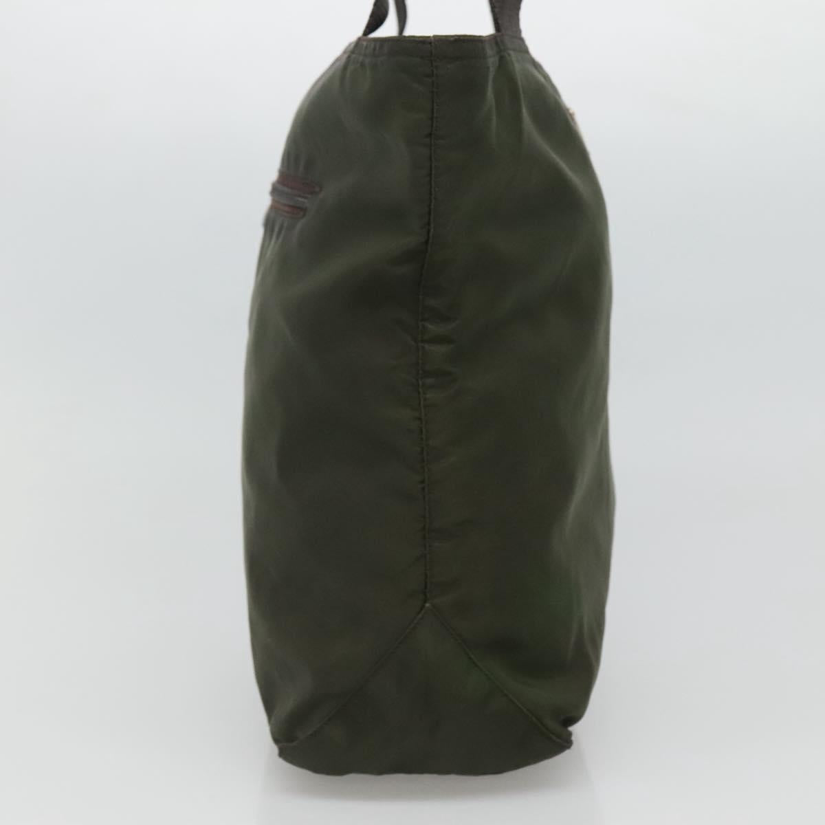 PRADA Tote Bag Nylon Khaki Silver