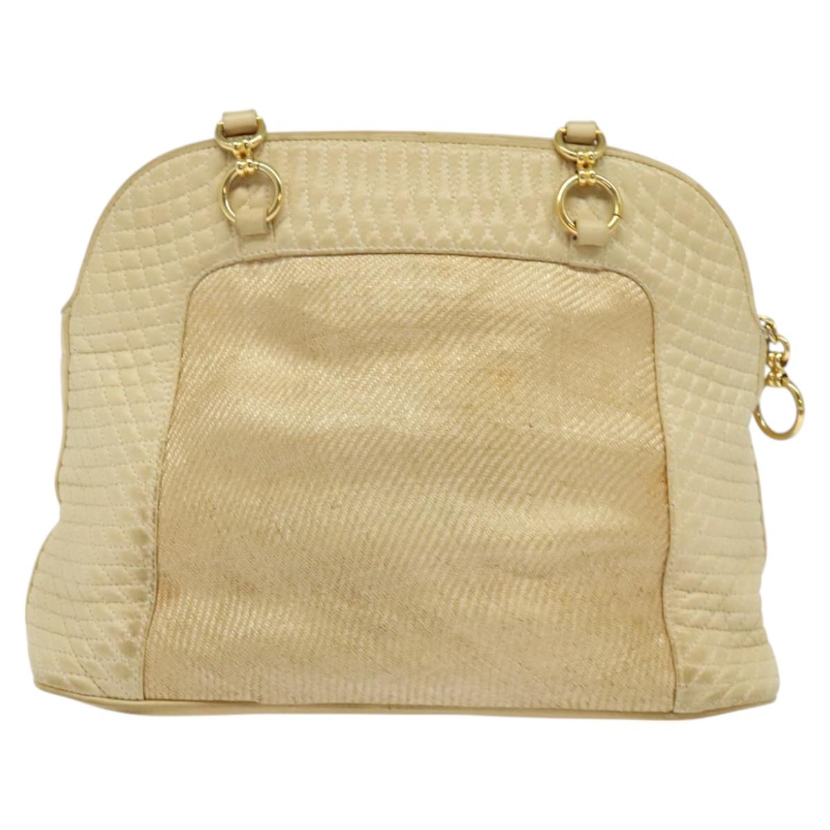 BALLY Shoulder Bag Leather Canvas Beige