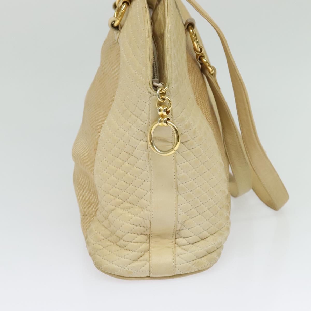 BALLY Shoulder Bag Leather Canvas Beige