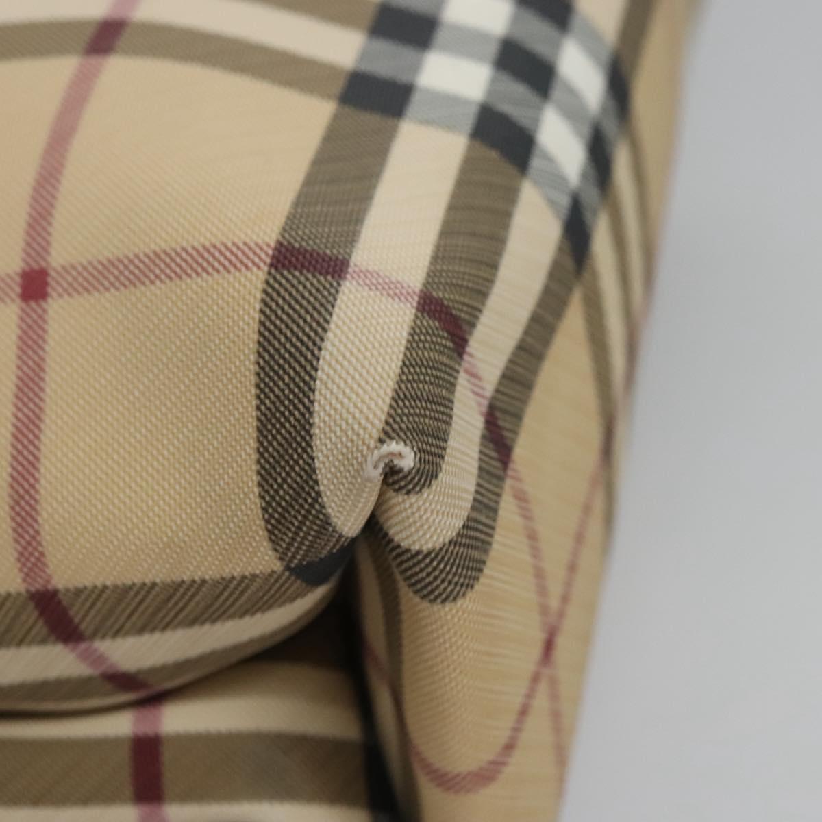 BURBERRY Nova Check Hand Bag PVC Beige Silver