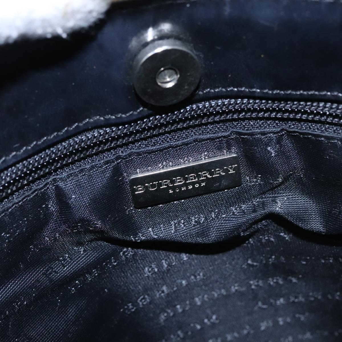 BURBERRY Nova Check Hand Bag PVC Beige Silver