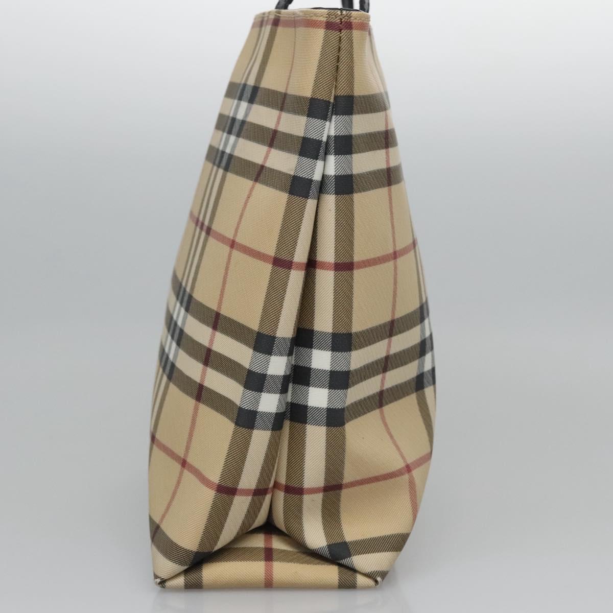 BURBERRY Nova Check Hand Bag PVC Beige Silver