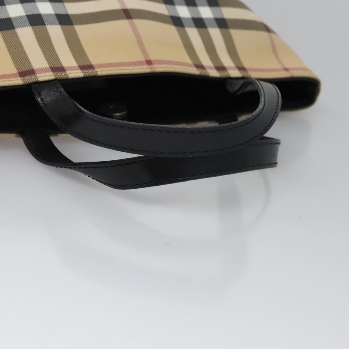 BURBERRY Nova Check Hand Bag PVC Beige Silver