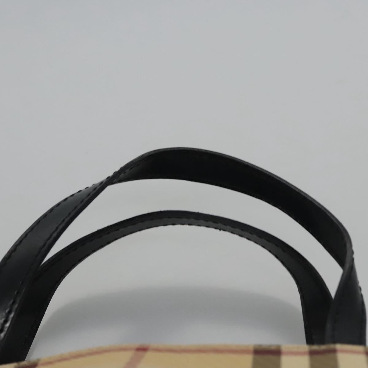 BURBERRY Nova Check Hand Bag PVC Beige Silver