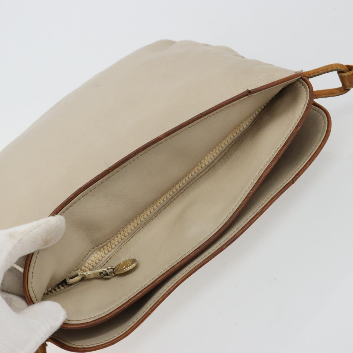CELINE Shoulder Bag Leather Beige