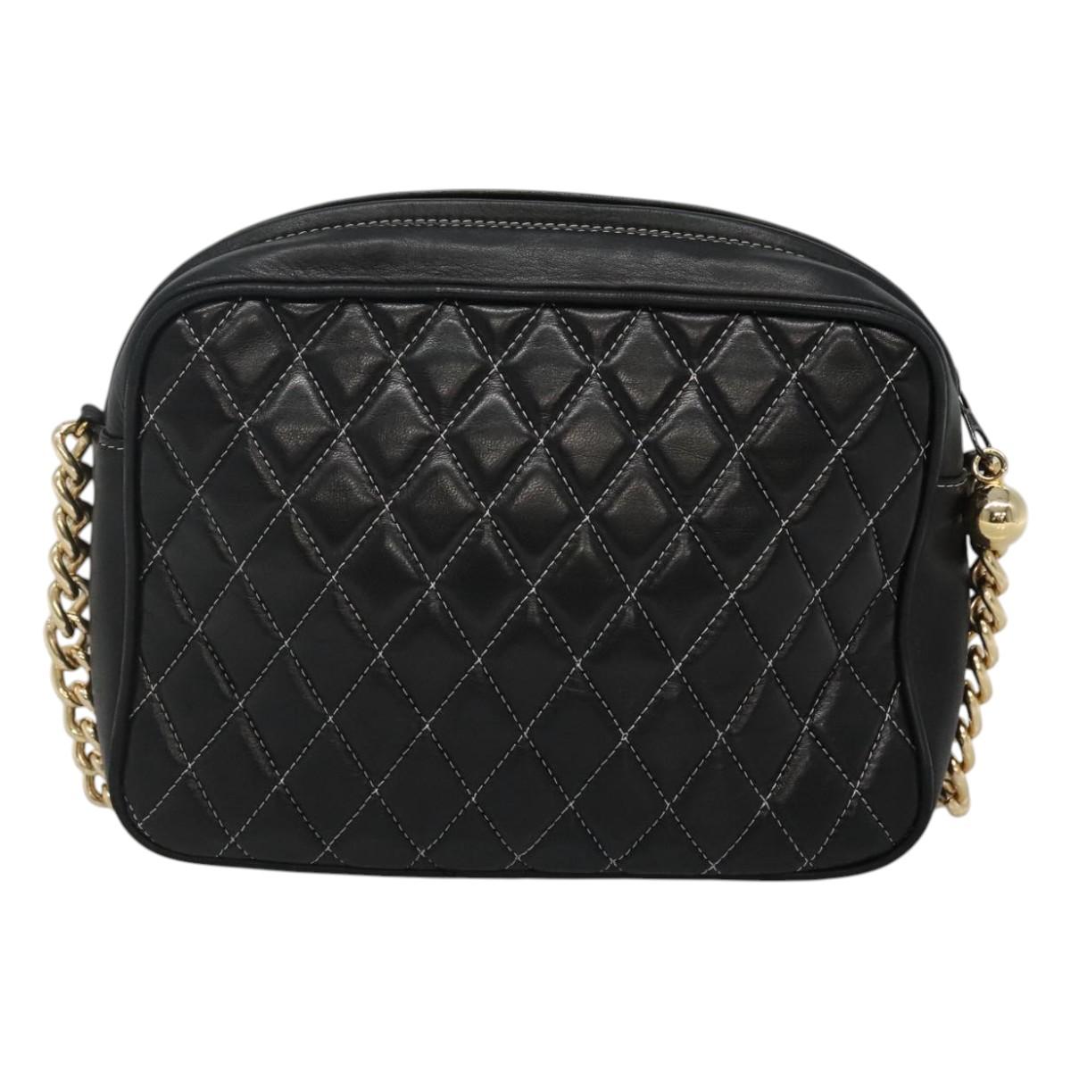 BALLY Chain Shoulder Bag Leather Black Gold