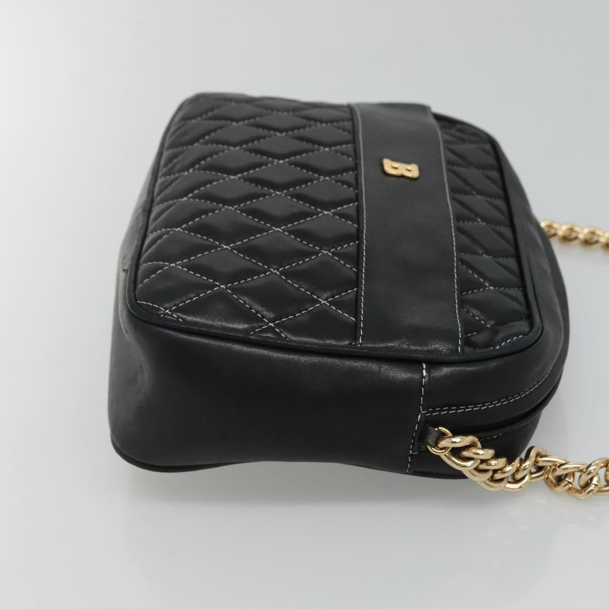 BALLY Chain Shoulder Bag Leather Black Gold