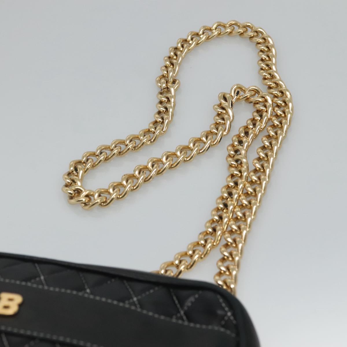 BALLY Chain Shoulder Bag Leather Black Gold