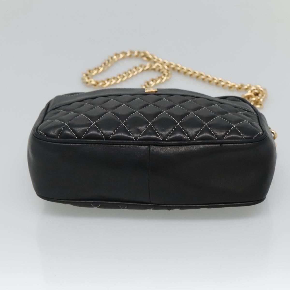 BALLY Chain Shoulder Bag Leather Black Gold