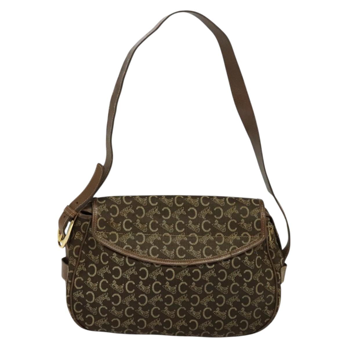 CELINE C Sulky Shoulder Bag Canvas Brown