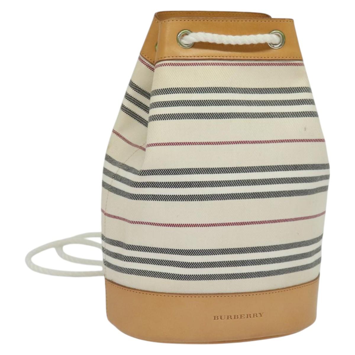 BURBERRY Shoulder Bag Canvas Leather White