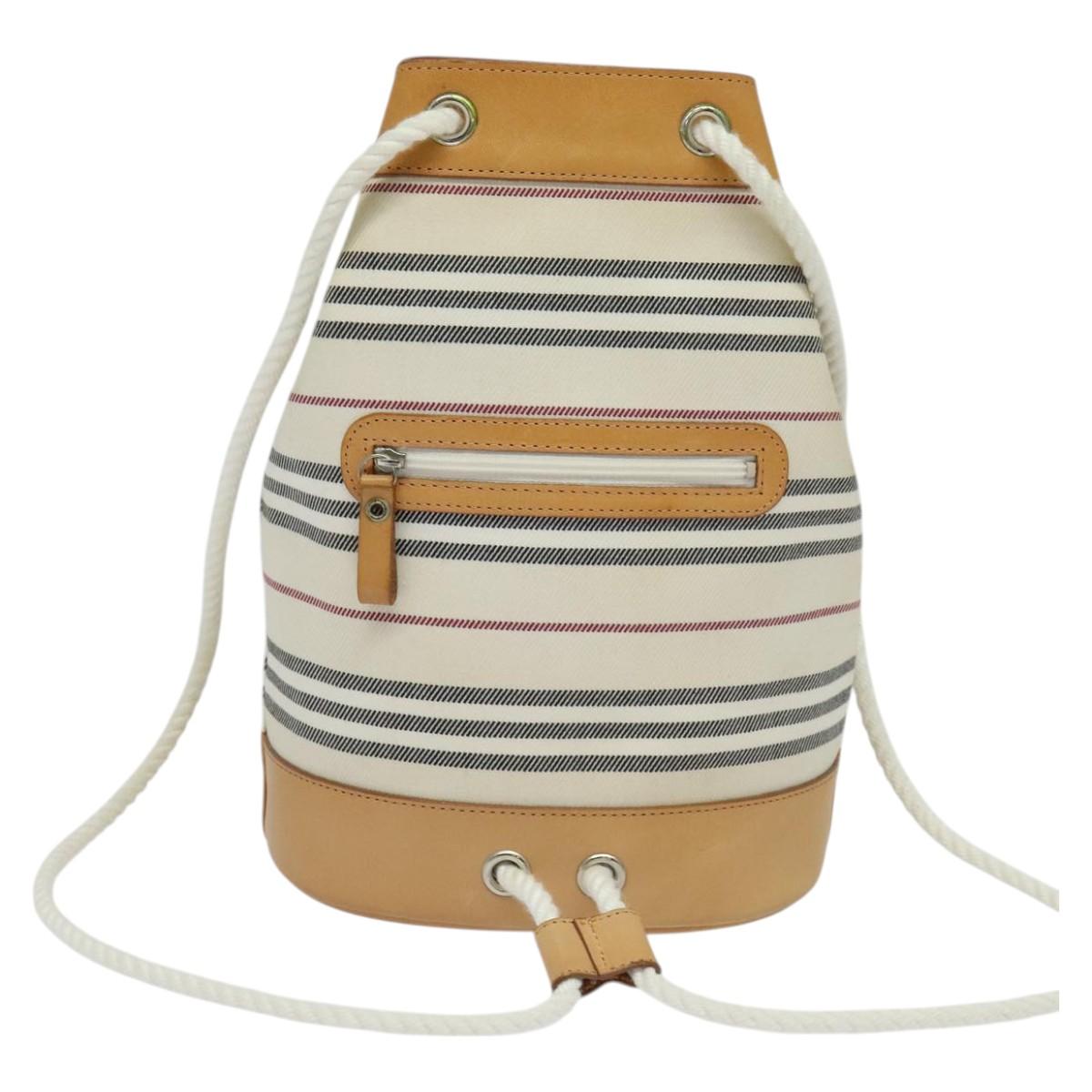 BURBERRY Shoulder Bag Canvas Leather White