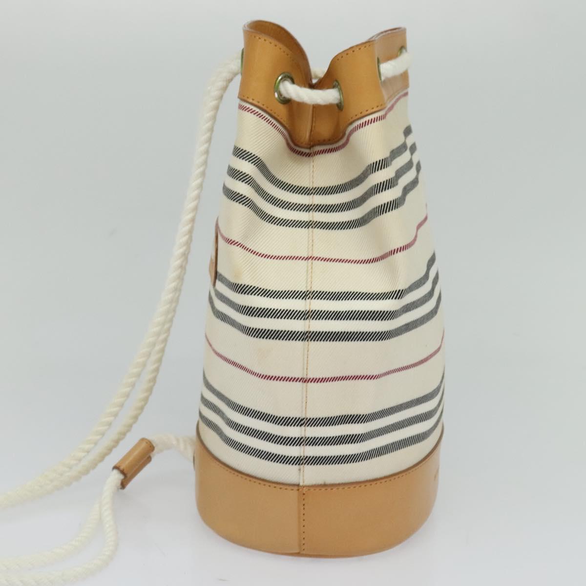 BURBERRY Shoulder Bag Canvas Leather White