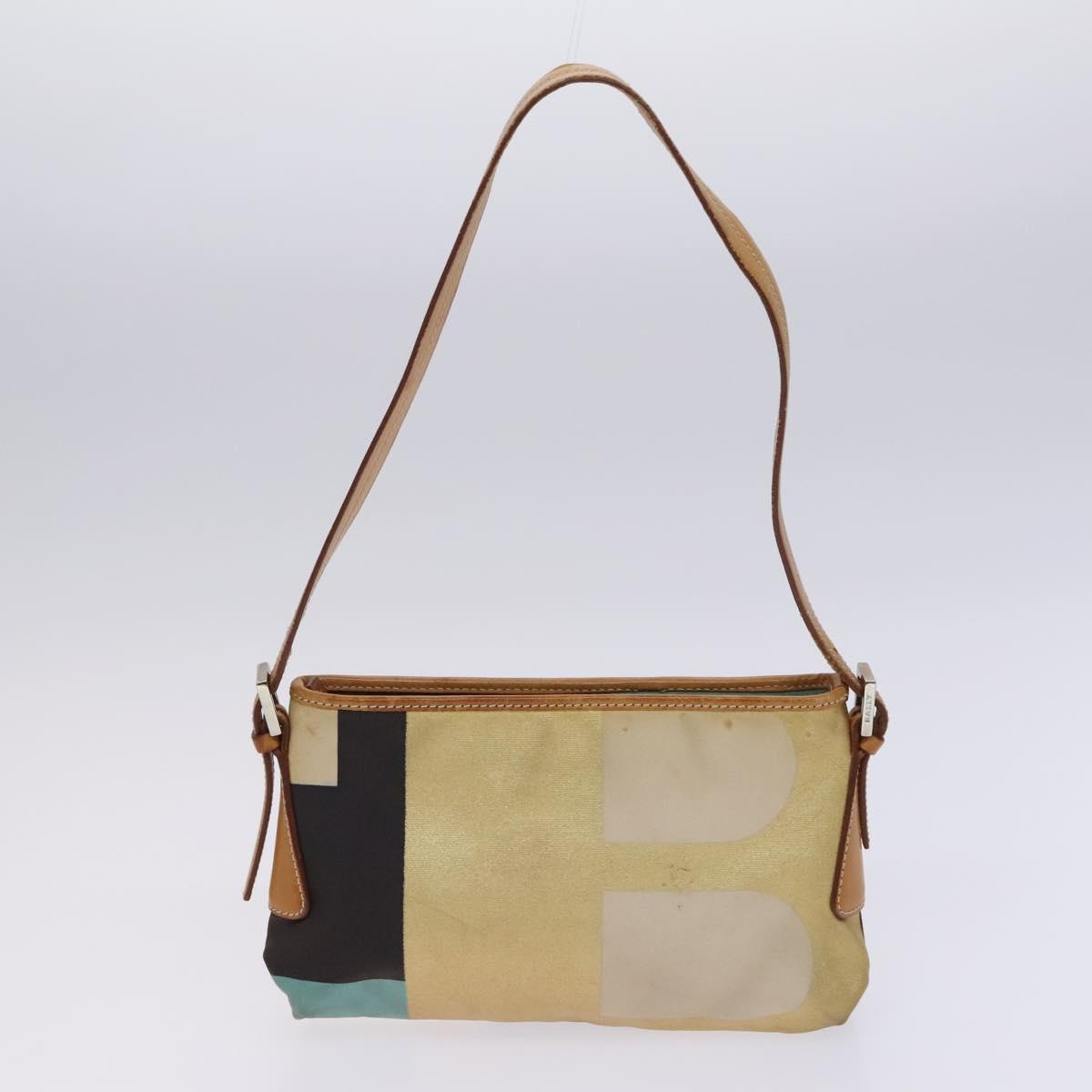BALLY Shoulder Bag Canvas Leather 5Set Beige Brown Navy