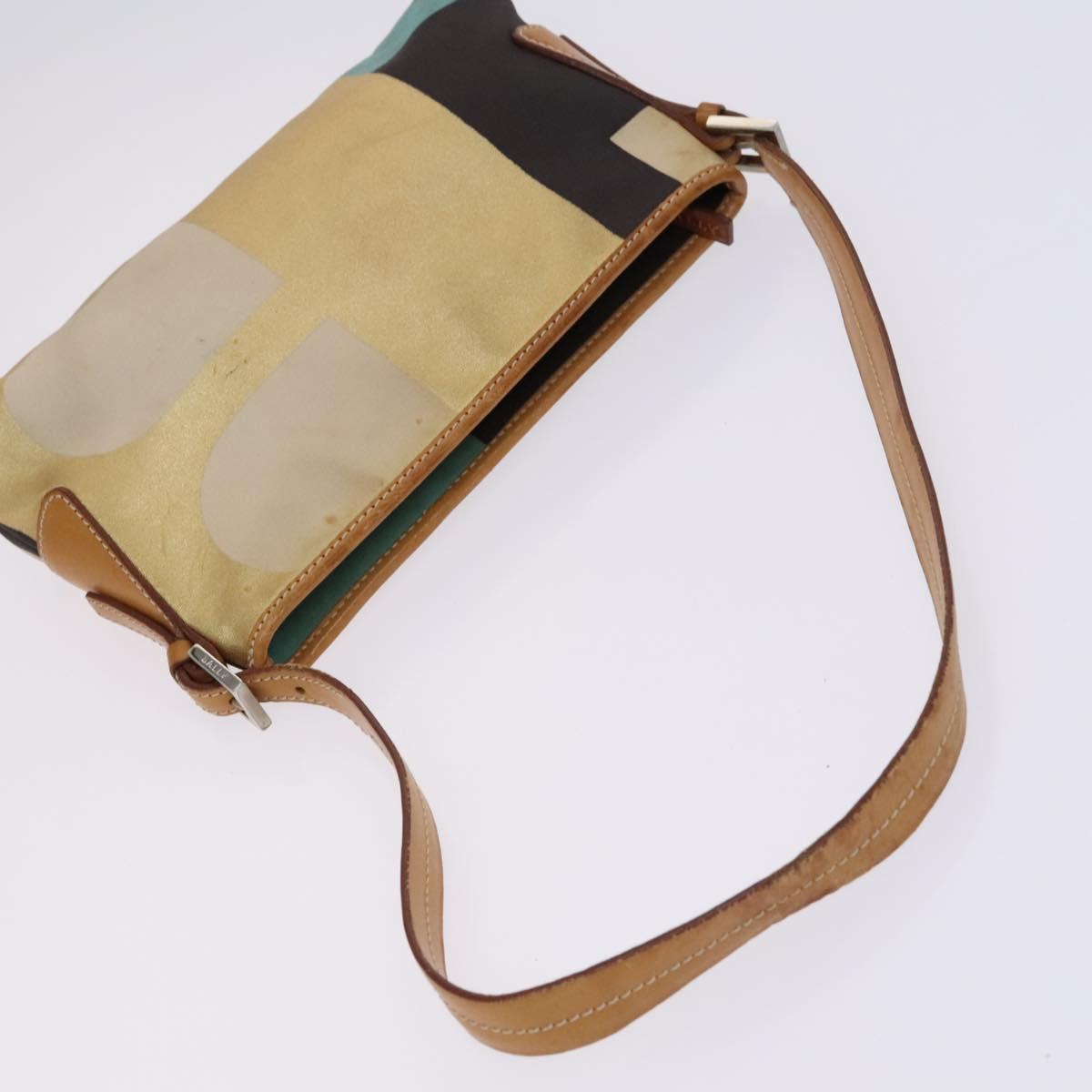 BALLY Shoulder Bag Canvas Leather 5Set Beige Brown Navy