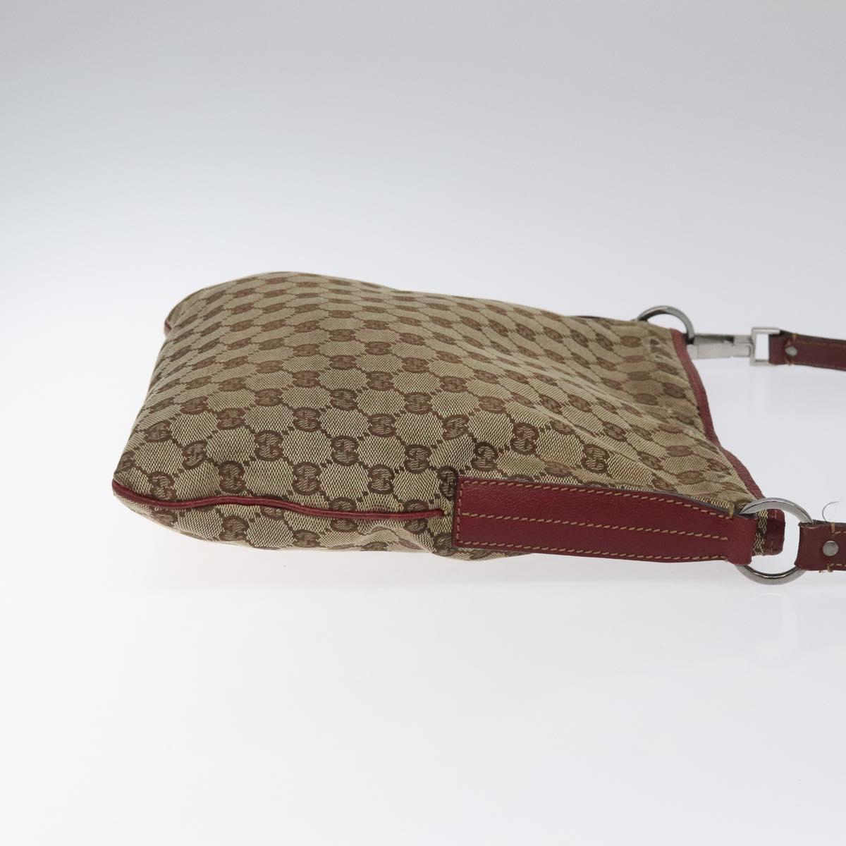 GUCCI GG Canvas Shoulder Bag Beige Silver 113013
