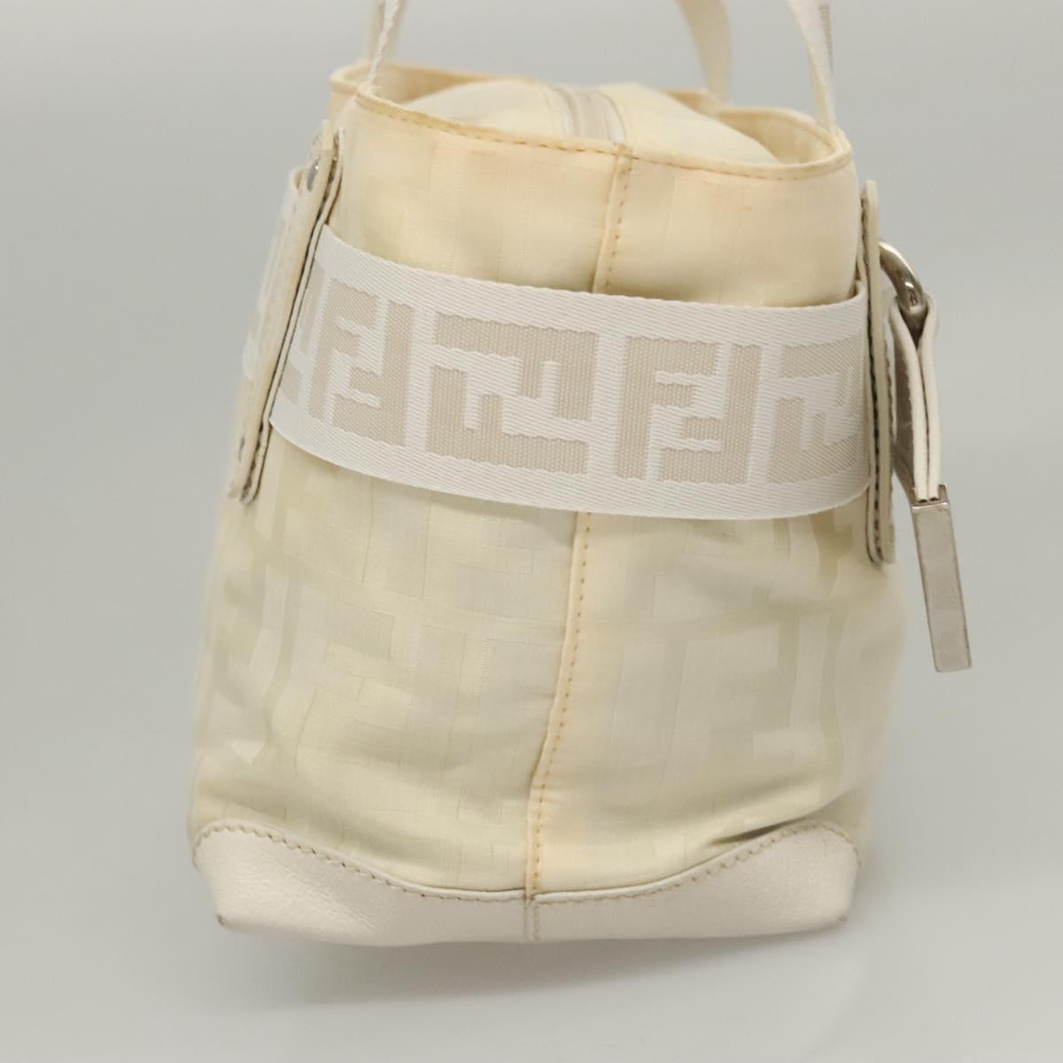 FENDI Hand Bag Nylon White Silver