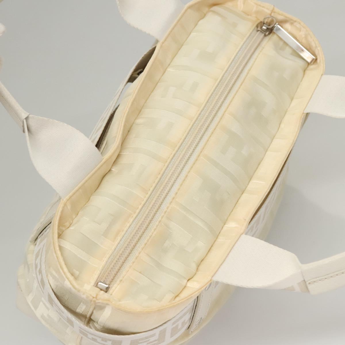 FENDI Hand Bag Nylon White Silver
