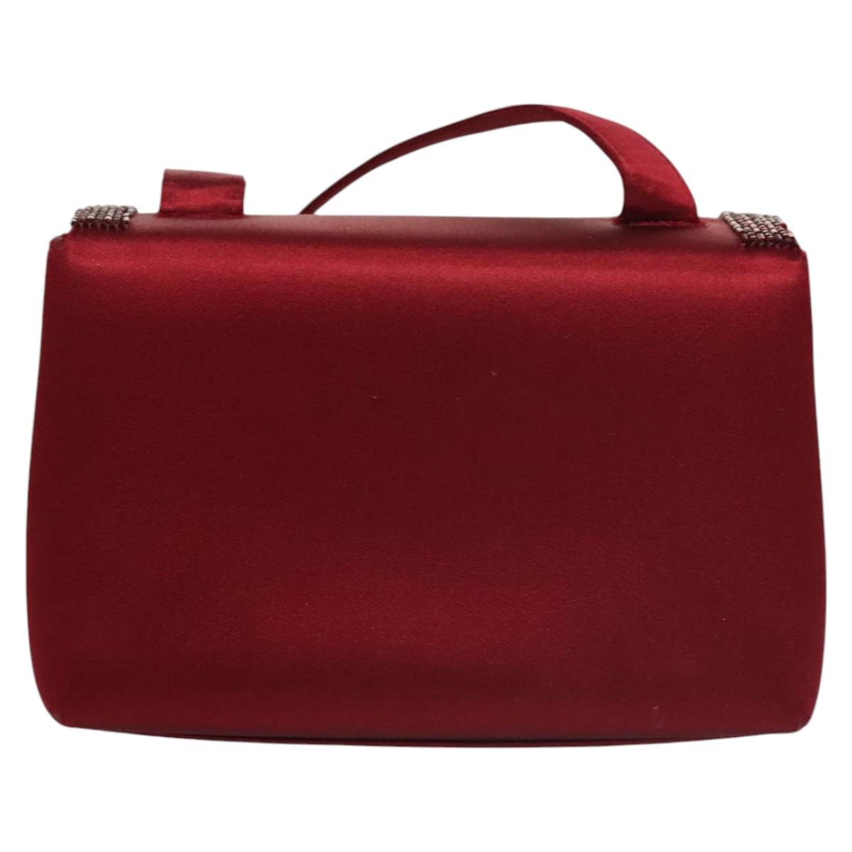 CHANEL Shoulder Bag Satin Red CC