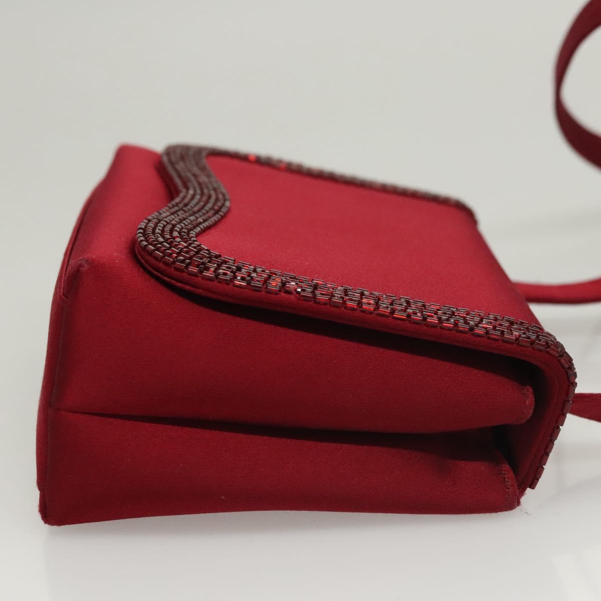 CHANEL Shoulder Bag Satin Red CC