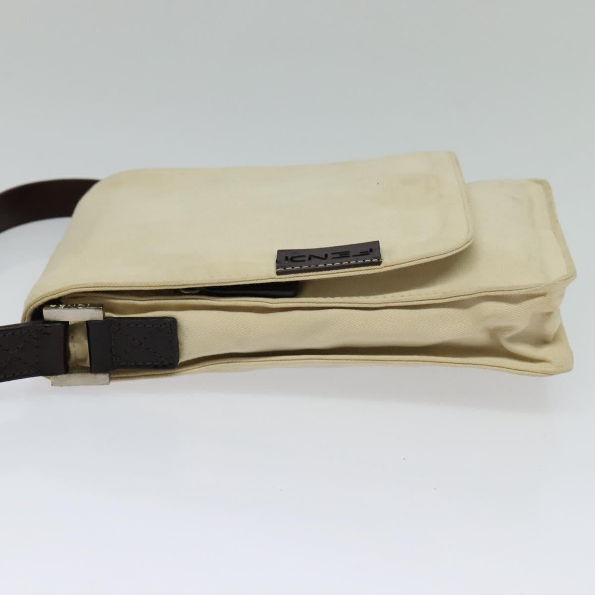 FENDI Shoulder Bag Canvas White Silver