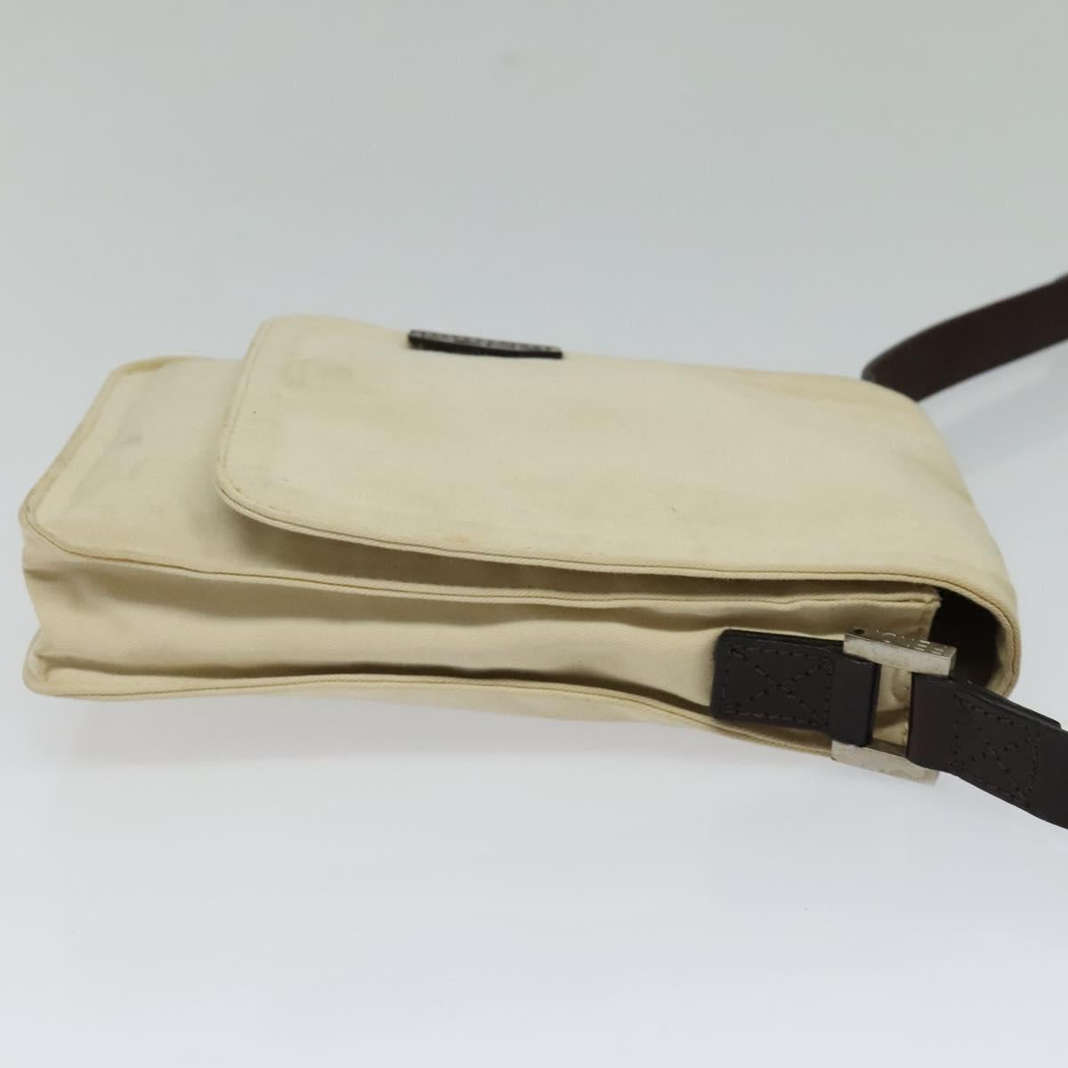 FENDI Shoulder Bag Canvas White Silver