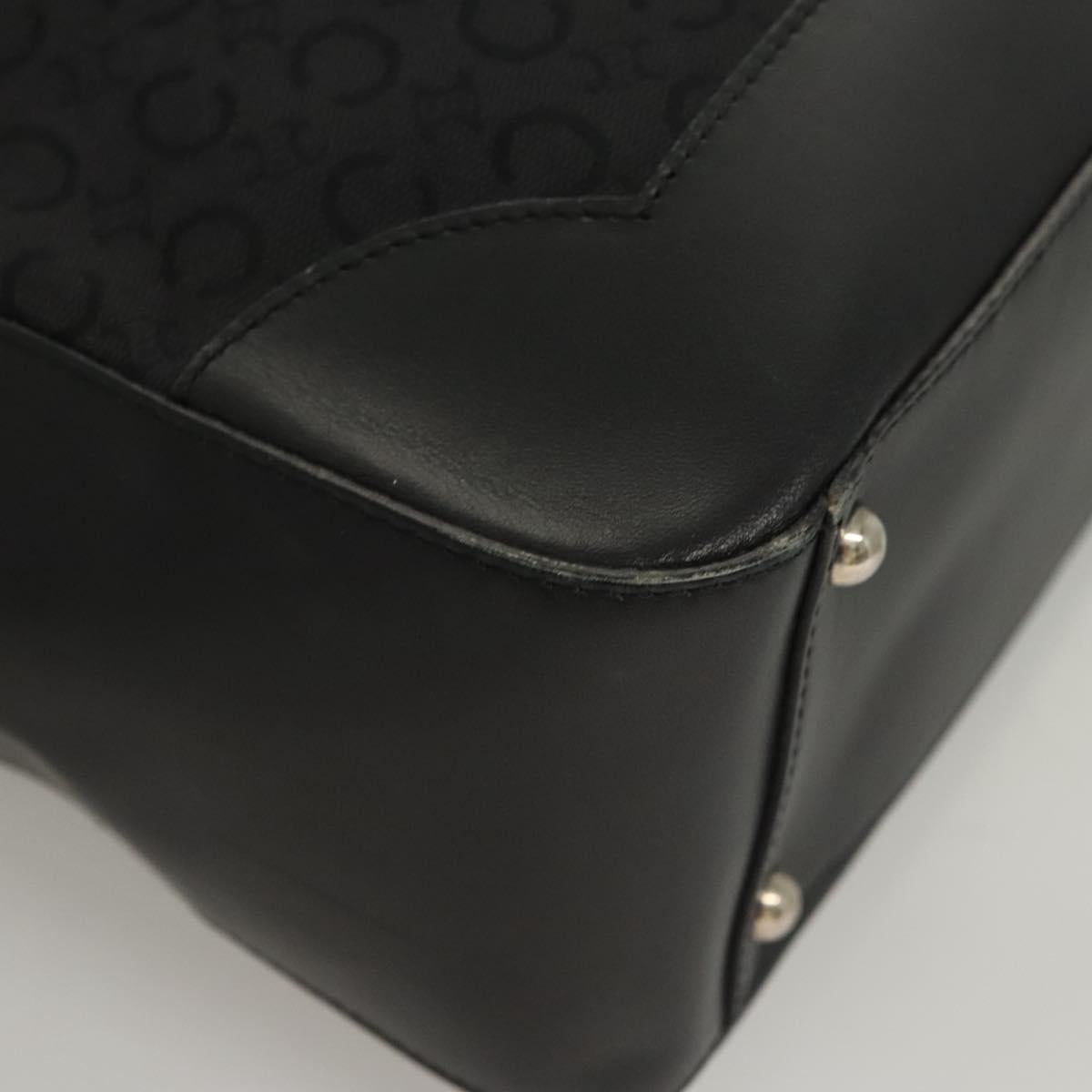 CELINE C Macadam Canvas Hand Bag Black Silver