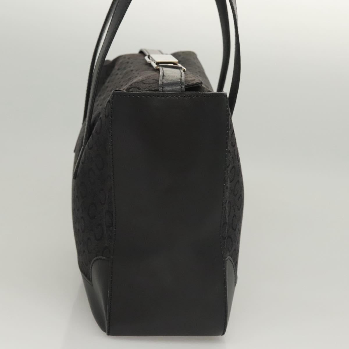 CELINE C Macadam Canvas Hand Bag Black Silver