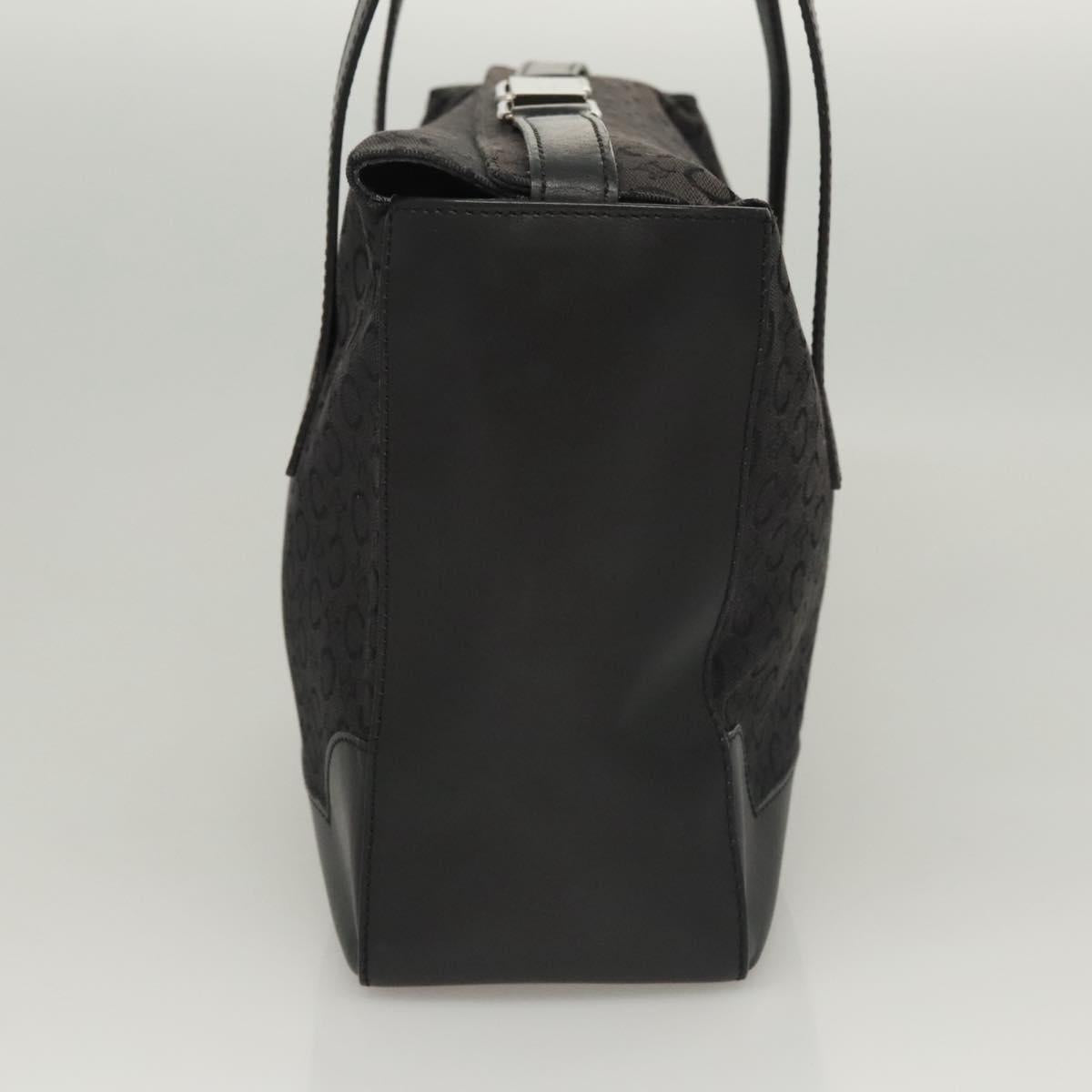 CELINE C Macadam Canvas Hand Bag Black Silver