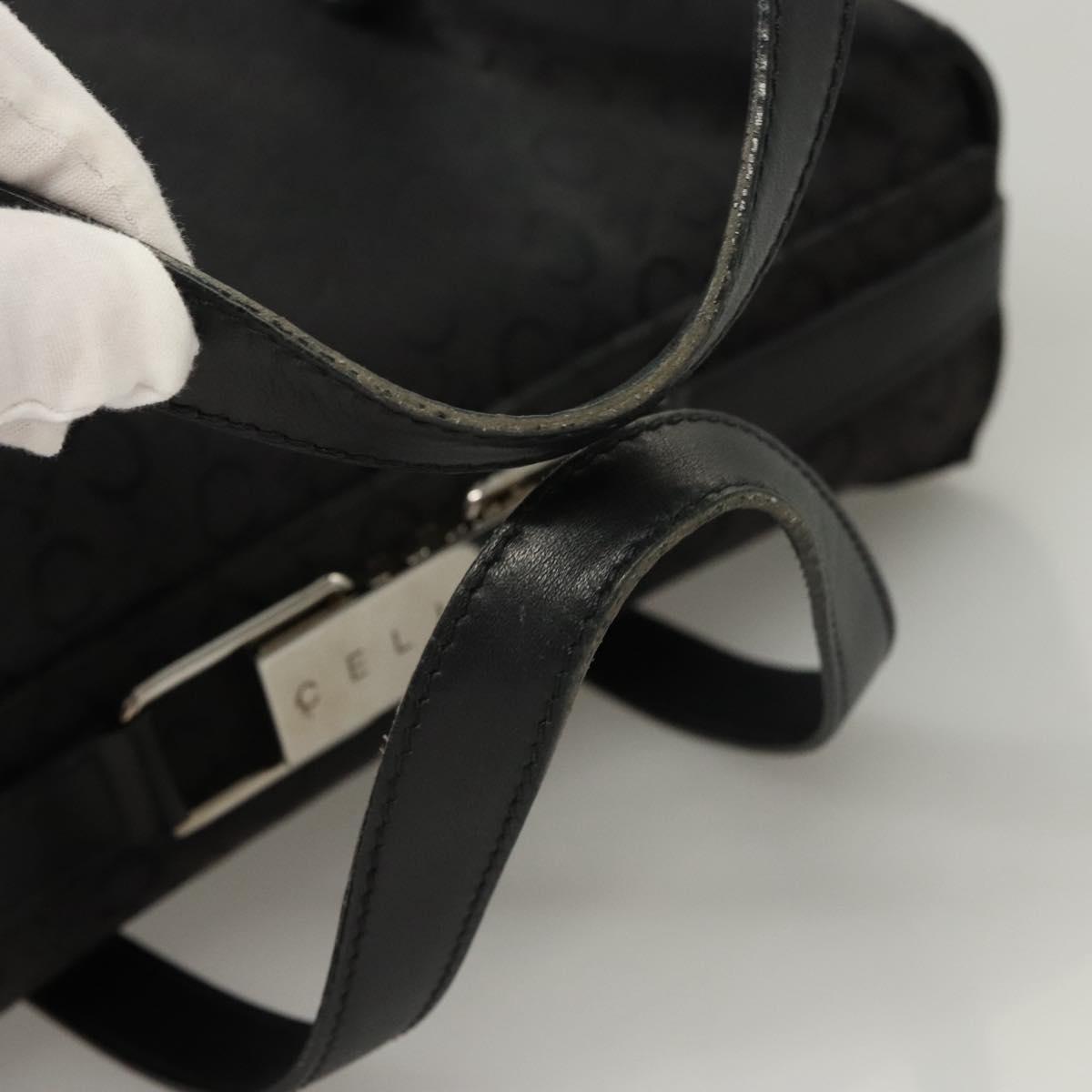 CELINE C Macadam Canvas Hand Bag Black Silver