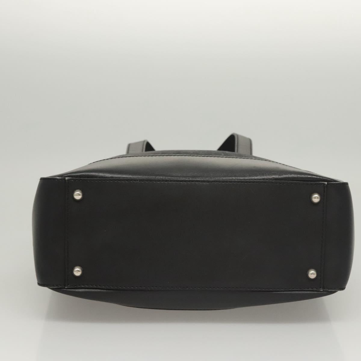 CELINE C Macadam Canvas Hand Bag Black Silver