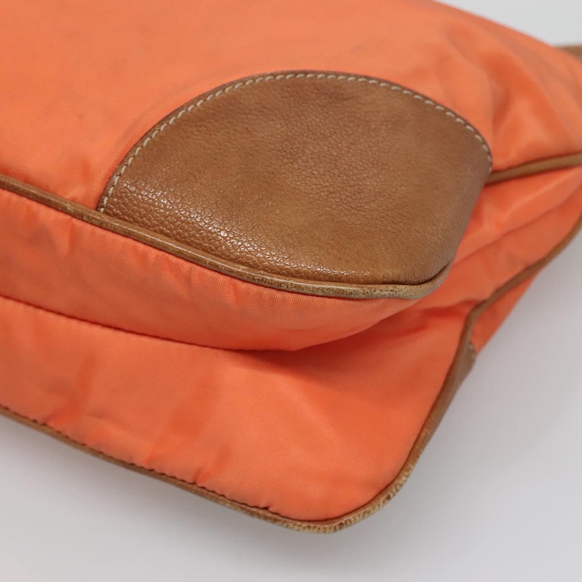PRADA Shoulder Bag Nylon Orange Silver