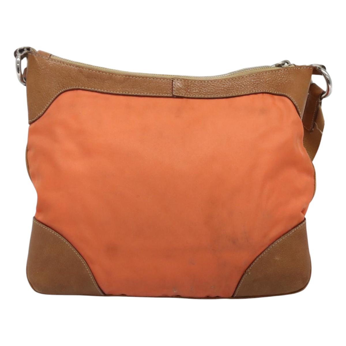 PRADA Shoulder Bag Nylon Orange Silver