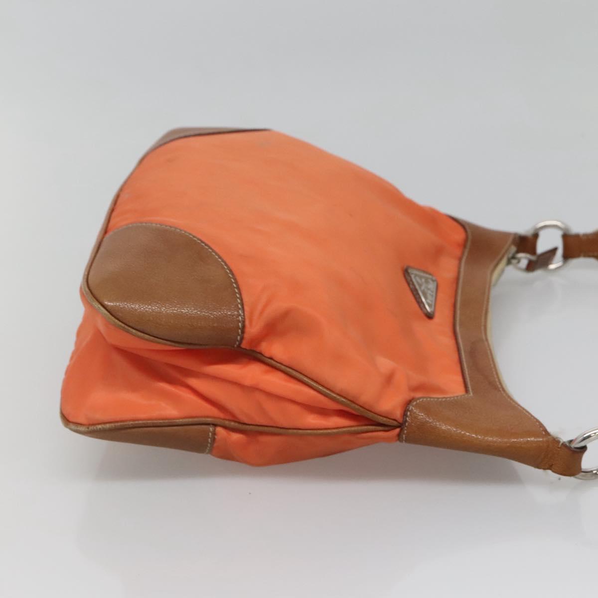 PRADA Shoulder Bag Nylon Orange Silver