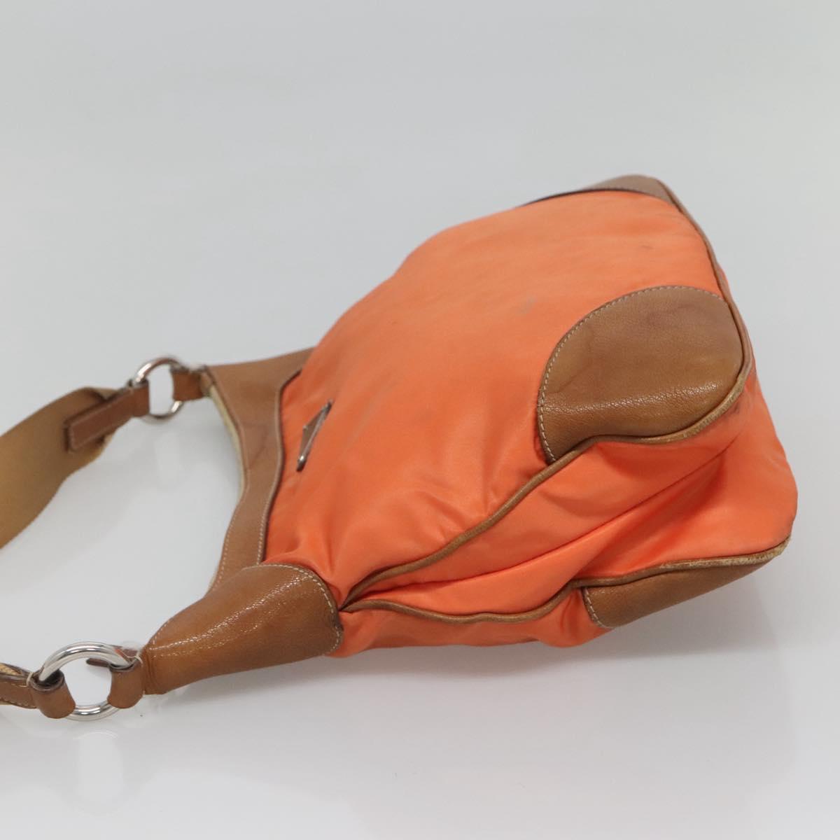 PRADA Shoulder Bag Nylon Orange Silver