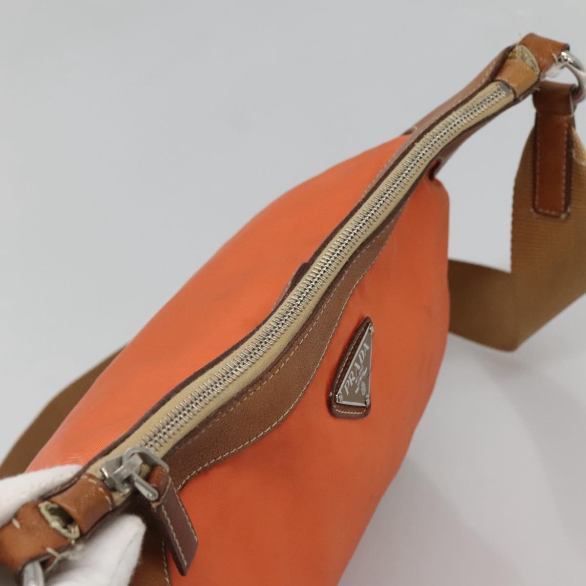 PRADA Shoulder Bag Nylon Orange Silver