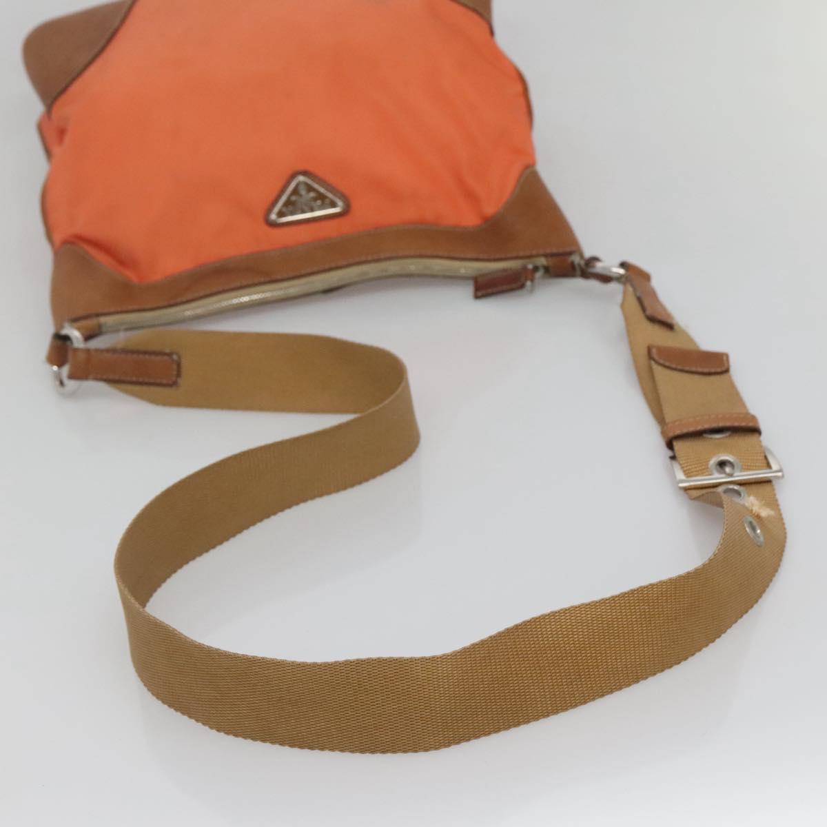PRADA Shoulder Bag Nylon Orange Silver