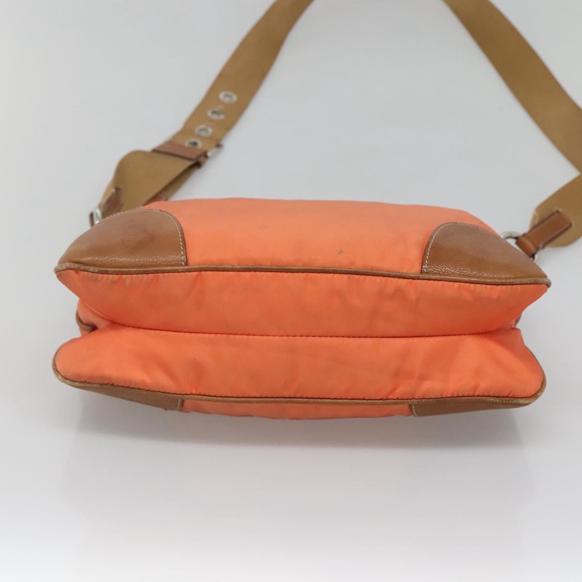 PRADA Shoulder Bag Nylon Orange Silver