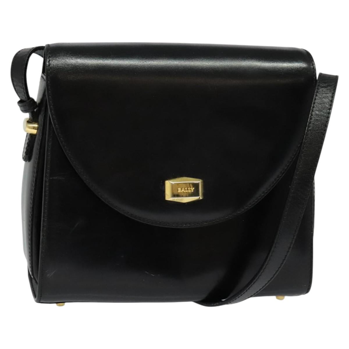 BALLY Shoulder Bag Leather Black Gold
