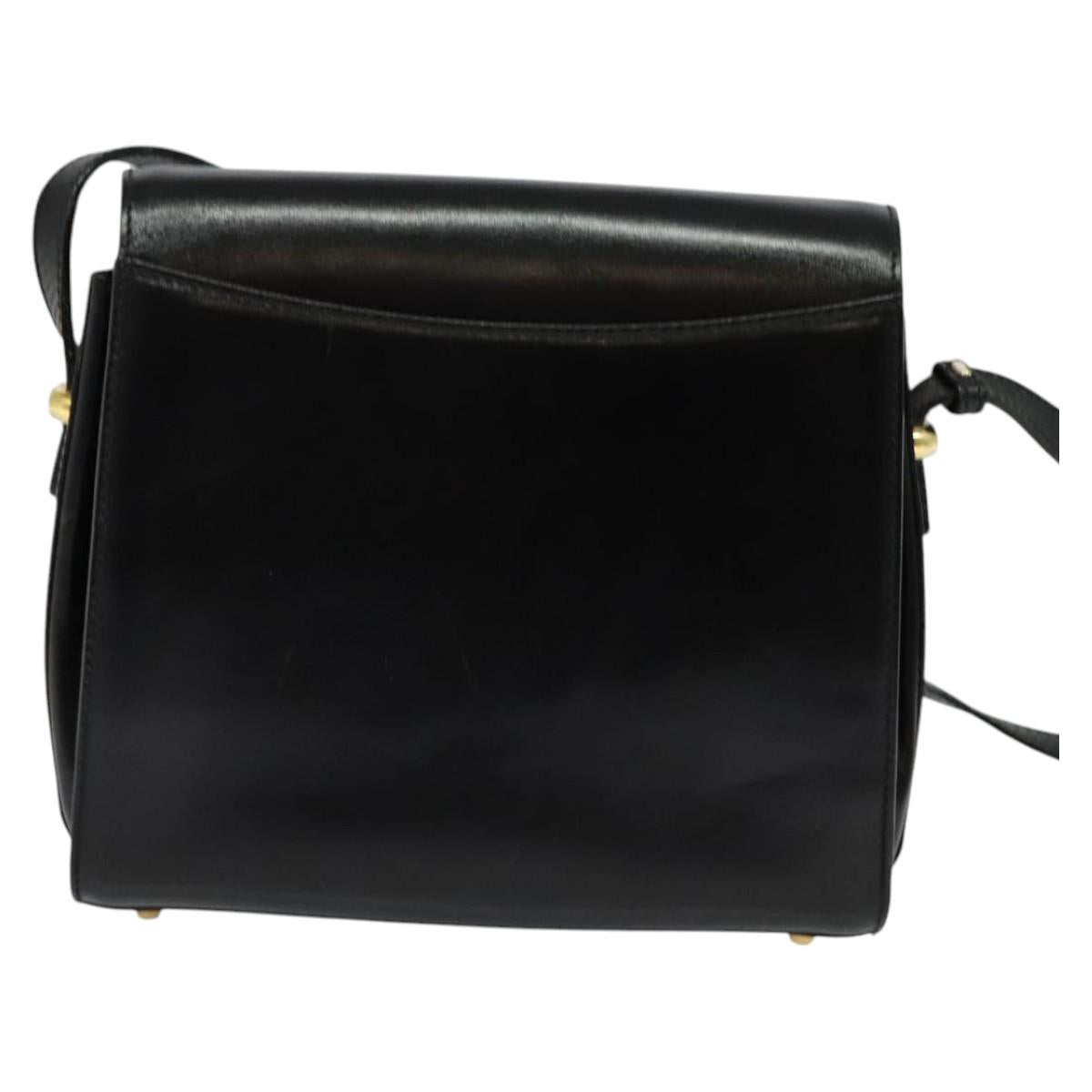 BALLY Shoulder Bag Leather Black Gold