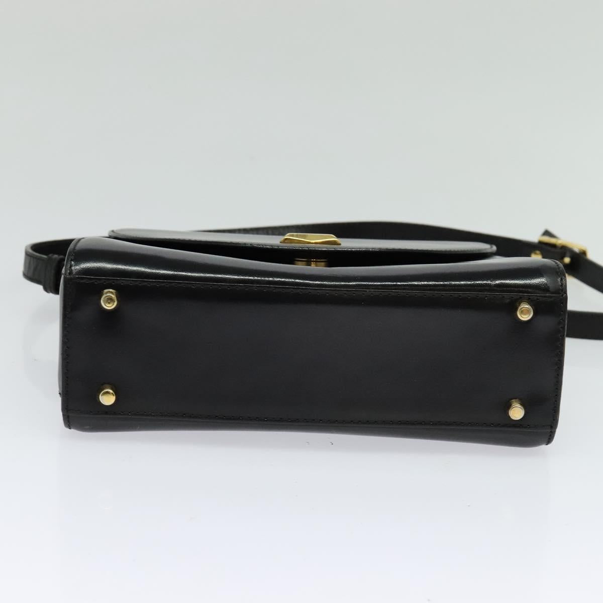 BALLY Shoulder Bag Leather Black Gold